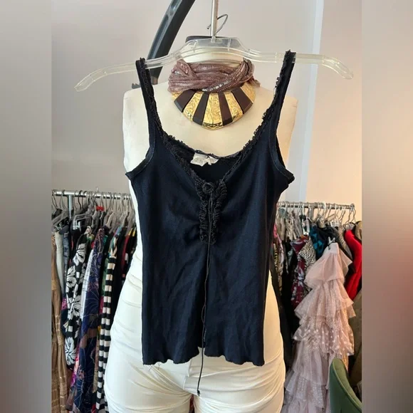 Vintage Tops Vintage Tank With Lace Up Front Poshmark